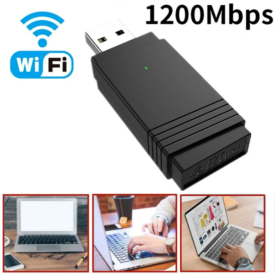 WVVMVV USB 3.0, Wi-fi 1200Mbps Adaptador Dual Band 2.4 Ghz/5.8 Ghz Bluetooth 5.0/WiFi 2 em 1 Antena Adaptador Dongle para Laptops PC Imagem 3