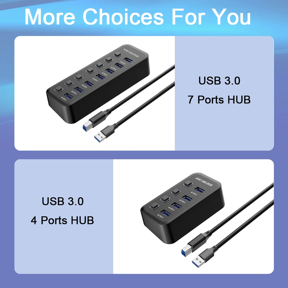 YUXI Concentrador USB 3.0 Multi USB Divisor de 4/7 Portas USB 3.0 Com Micro Carga de Energia para a Lenovo Xiaomi Macbook Pro PC Hub USB C 3 0 Imagem 5