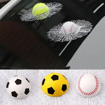1 PCS Adesivos de carros 3D Baseball Futebol de Bola de Tênis de Acertos de Carro do Corpo de Auto Janela de Decalques de DIY Carro Estilo de Decoração do Carro 18cm x 18cm 1