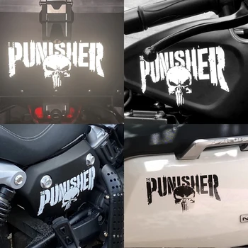 1 PCS Punisher Reflexiva Capacete MotorcycleTank Decalques, Adesivos Decorativos, Acessórios Criativos Impermeável de PVC Crânio Decalques