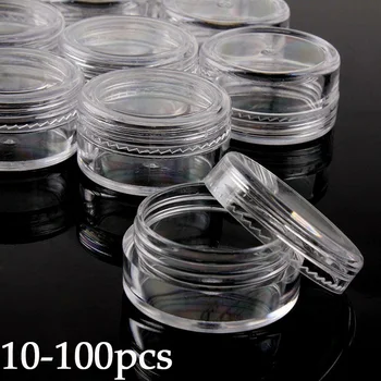 10-100pcs 3g de Plástico Vazio de Cosméticos de Maquiagem Jarra de Potes Transparentes Exemplo Garrafas de Sombra Creme de Rosto Lip Balm Recipiente 1