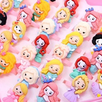 10/20Pcs Crianças Anéis Bonito dos desenhos animados Kawaii Mini Princesas Anel Para Crianças de bebê menina Acessórios brinquedo festa de presente de aniversário