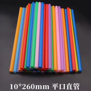 100 canudos de plástico de 10 X 260mm longo da multi-cor listrada descartáveis canudos parte 8 colorido arco-íris palhas
