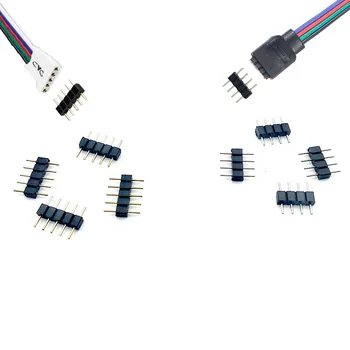100Pcs 4pin Agulha 4pin RGB Conector do Tipo Macho de Duplo 4pin para 3528 5050 RGB LED Strip Led acessórios 2