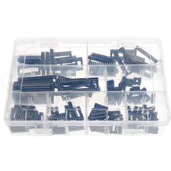 100Pcs de 2,54 mm passo de IC do MERGULHO Sockets de Solda Tipo Adaptador Variedade Kit Caixa de 6p8p14p16p18p24p28p40 Pin