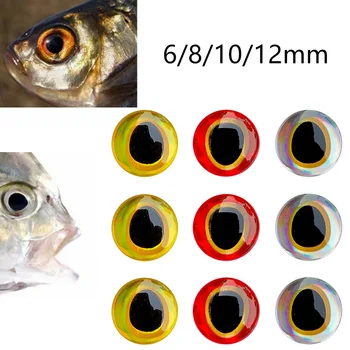 100pcs Isca de Pesca Olhos Olho-de-Peixe Para Voar Amarrando 3D Holográfico Adesivos 6/8/10/12mm Profissional de Atrair os Olhos Enfrentar Acessórios