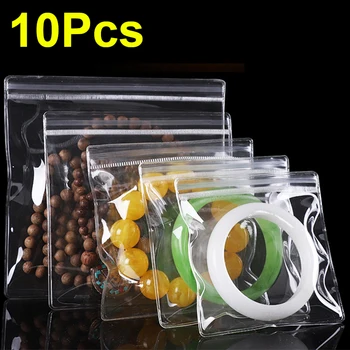 10Pcs Engrossar PVC Jóias Pacote de Sacos Transparente Anti-Oxidação Organizador de Bolsa Exibir Embalagem de Armazenamento de Auto-Selagem de Bolsas de