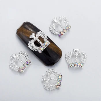 10Pcs Metal AB Diamantes Coloridos Coroa Grande de Glitter, Strass Unhas Encantos Jóias de Unhas Jóias DIY Nail Art Decorar Acessórios 1