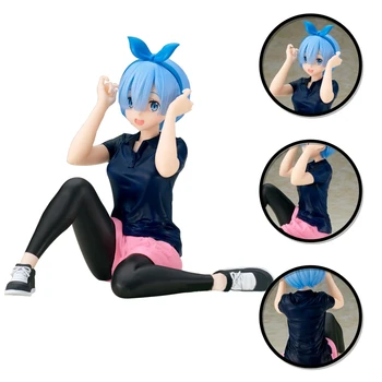 14CM de Anime Figura Sportswear Rem o Desgaste Ocasional Ram Tempo de Lazer RE: Zero-Começando a sua Vida no Outro Mundo o Modelo de Brinquedo Figura de Ação