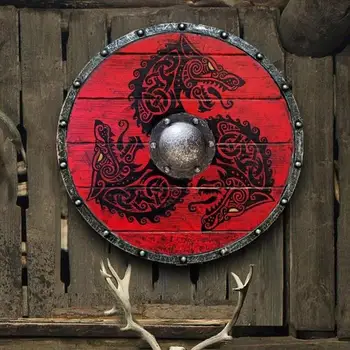 15inch Eivor Valhalla Dragon War Padrão Viking Escudo de Madeira do Vintage Pendurado na Parede de Escudo Viking Battle Shield Pendurar Ornamentos