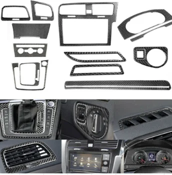 15Pcs do lado Direito da Unidade de Fibra de Carbono, Interior Cheio Tampa do Painel de controle para VW Golf 7 GTI MK7 2014-2019 2