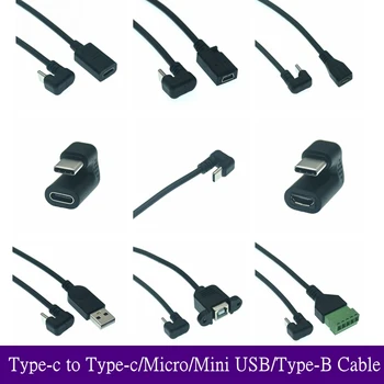 180 Grau de Cima a Baixo Ângulo USB 3.1 Tipo C Masculino para Micro do Tipo Mini-B Feminino USB otg USB-C de Carregamento E de Dados Conversor de 0,25 m cabo