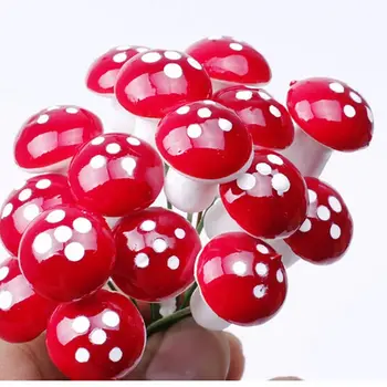 20 PCS/monte Mini Cogumelo Vermelho Ornamento de Jardim em Miniatura Vasos de Plantas de Fadas DIY Casa de bonecas