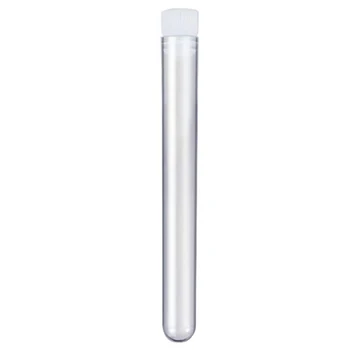 200Pcs de Plástico transparente do Tubo de Ensaio Com Tampa de 12X100mm Sub-Fundo em Forma de Longa Transparente Tubo de Ensaio de material de Laboratório 2