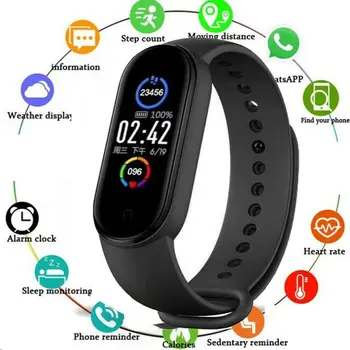 2021 NOVO M5 Cor da Tela do Smart Watch Coração Samrt Esporte Treino de Fitness Pulseira de Monitor de Esportes Pulseira Inteligente 2