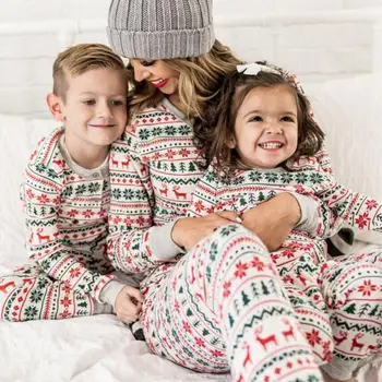 2022 Natal Pijama Roupa Combinando Roupa De Ano Novo Adulto, Pai, Mãe, Kids Baby Look Conjunto De Roupa Casual Família Pijama Conjunto 2