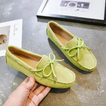 2022 Nova coleção Primavera / Verão as Mulheres Sapatos Mocassins de Couro Genuíno Mulheres de Mini Tênis Casual, Mocassins de Deslizamento Na Condução Sapatos Plus size
