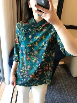 2023 blusa estilo chinês traje macio qipao tops camisa china mujer hanfu camisa blusa cheongsam chiffon blusa oriental camisas 1