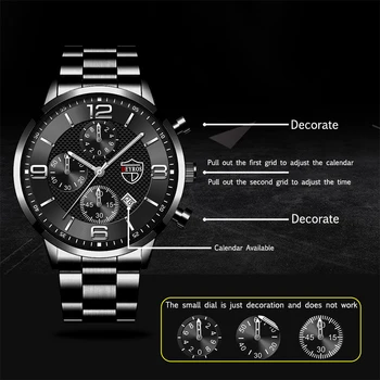 2023 Luxo Mens Relógios De Aço Inoxidável Dos Homens De Moda Business Casual De Couro Relógio De Quartzo Do Homem Data De Calendário, Relógio Luminoso 2