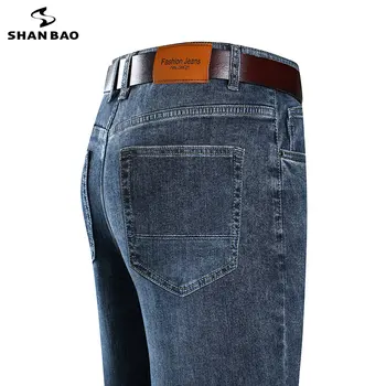 2023 Outono, Primavera, Nova Marca De Roupas De Qualidade De Homens Malha Jeans Clássico Business Casual Ajuste De Reta De Cintura Alta Calças
