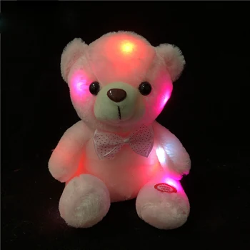 20cm Colorido Ursinho de Pelúcia do Kawaii Luz LED Brilhante Ursinho de Pelúcia Boneca Bonito Decoração do Quarto Luminoso Brinquedos de Pelúcia, Presente de 2