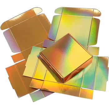 20pcs Brilhante Ouro Holográfico Dobrável de Papel, Caixa de Reflexão de Luz Embalagem de Presente 1