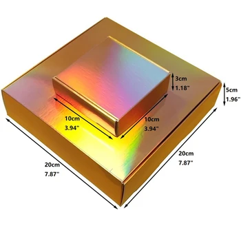 20pcs Brilhante Ouro Holográfico Dobrável de Papel, Caixa de Reflexão de Luz Embalagem de Presente 2