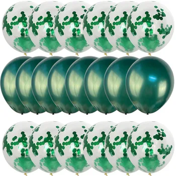 20Pcs Chrome Verde Balões, Confetes Balão de Látex Ar Balon bolas para o menino safari na selva decorações do partido 1º Primeiro aniversário 1