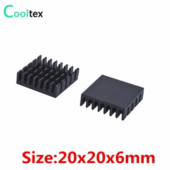 (20pcs/lote) 20x20x6mm dissipador de Alumínio Preto Extrudado radiador para Eletrônicos IC chip de RAM cooler de refrigeração