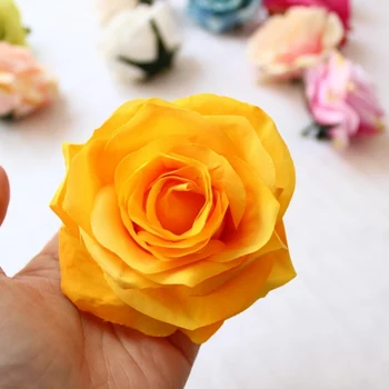 24Pcs Artificial Decorativa Rosa Chefes de Alta Qualidade Flores Simulação DIY de Seda Flor de Cabeça para o Casamento, Festa de Casa, Decoração