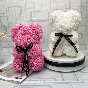 25cm dos Namorados Rosa Urso de Coração de Flores de Presente Para Namorada Aniversário de Casamento Artificial Festa de Decoração da Casa cor de Vinho cor-de-Rosa 1