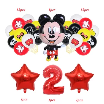 28pcs de Disney dos desenhos animados do Minnie Várias Cores, o Número da Folha de Balões de Látex Festa de Aniversário, Decorações de Suprimentos Balões de Hélio, de Fornecimento de 2