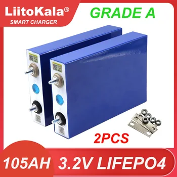 2pcs Liitokala 3.2 V 105Ah LiFePO4 bateria do ferro do Lítio phospha DIY 12V 24V Moto Carro Elétrico Inversor Solar Barco Baterias