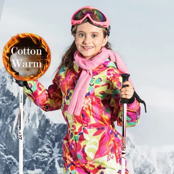 -30 graus de Crianças Conjunto de Roupas de Meninos Garota de Snowboard Kids Terno de Esqui de Esportes ao ar livre Impermeável Jaqueta Macacão Snowsuit TZ37 1
