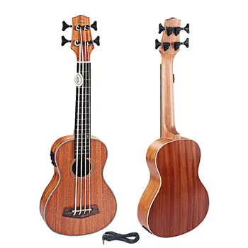 30 Polegadas Elétrica Ukulele Bass EQ Sapele Retro Fechado Botão de Quatro Cordas de Guitarra de Madeira Havaiana Guitarra Cavaquinho de Instrumentos de Música 1