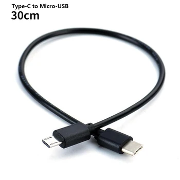 30cm Tipo C Para Micro Cabo USB Preto-USB-Macho C Para Micro USB Macho de Carregamento de Carga Cabo de Dados Cabo de Linha para Huawei para Xiaomi 1