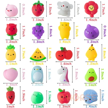 30Pcs Kawaii Squishies Mochi Frutas Animais Molinho Brinquedo Para Crianças Stress Bola Squeeze Favor de Partido de Alívio de tensão Presente de Aniversário 2