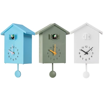 3Colors Plástico Moderno Pássaro Cuco Design de Quartzo Pendurado na Parede Relógio Temporizador de Quartzo Relógio de Parede para Decoração de Home Office 1
