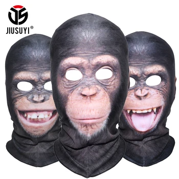 3D Animal Chimpanzé, Orangotango Feroz Engraçado Balaclava Beanies Térmico Lã de Velo Inverno mais Quente Máscara facial Capa