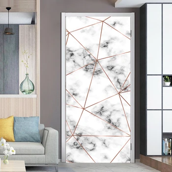 3D Europeia Porta de Decoração Adesivos de Mármore Abstrato Simples Linhas de Flores de papel de Parede Para Sala de estar, Casa de Decoração de Quarto de Arte Decalque 2