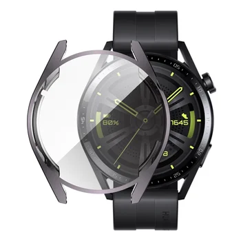 3D Tampa do Caso Para o Huawei Smart Watch GT3 46mm TPU Tela Cheia Claro Protetor de Leve, pára-choques TPU Macio Shell 2