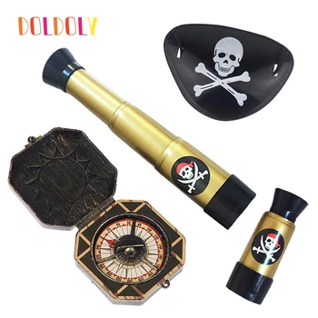 3Pcs/Set Crianças tapa-Olho de Pirata com Crânio Telescópio Bússola Vestir Prop Pirata Brinquedo Tema de Halloween Decorações do Partido Presentes 1