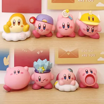 3Styles 8pcs/set Jogos de Anime Kirby Figuras de Ação Brinquedos cor-de-Rosa dos desenhos animados Kirby PVC Figura Bonito Ação de Brinquedo de Presente de Natal para Crianças