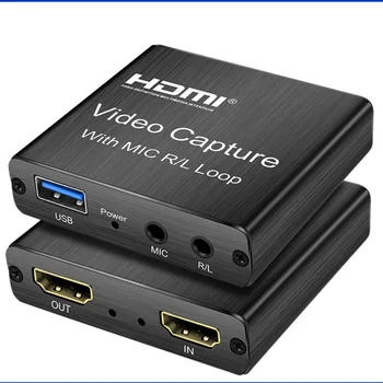 4K HDMI da Placa de Captura de Vídeo 1080p Jogo de Tabuleiro Placa de Captura USB 2.0, Gravador de Caixa de Dispositivo para Streaming ao Vivo, Gravação de Vídeo de Saída de Loop