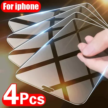 4PCS de Vidro Temperado para iPhone 11 12 13 Pro XR X XS Max Protetor de Tela para o iPhone 12 Pro Max Mini 7 8 6 6S Mais de 5 anos SE o Vidro 1