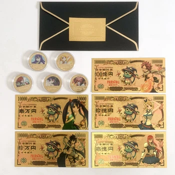 5 Desenhos Japoneses de Anime Fairy Tail Notas Mangá Clássico de Ouro de Dinheiro Falso Banhado a Ouro a Moeda da Lembrança Divertida Presentes para Amigos 1