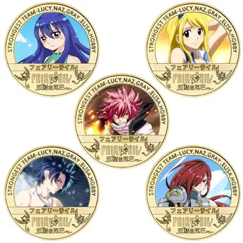 5 Desenhos Japoneses de Anime Fairy Tail Notas Mangá Clássico de Ouro de Dinheiro Falso Banhado a Ouro a Moeda da Lembrança Divertida Presentes para Amigos 2