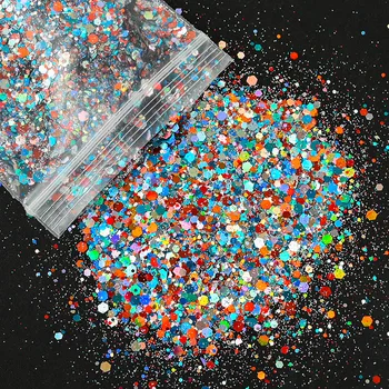 50g de Unhas de Glitter Misto Laser Cor Hexagonal Holográfico Lantejoulas Decoração DIY Lantejoula Manicure Flocos Coloridos Grossas Unhas Arts8