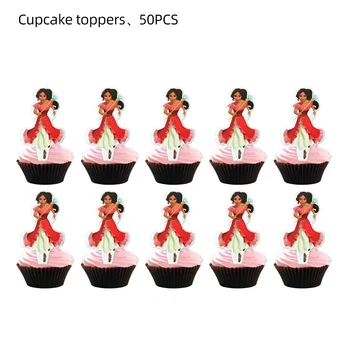 50pcs Elena Avalor Tema Cupcake Toppers do Chuveiro de Bebê Avalor Festa de Aniversário de Suprimentos Bolo Toppers Decorações