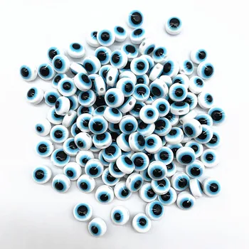 50pcs/lote 8/10mm de Porcelana Branca Oval Esferas do Olho Mau, Resina de Esferas Espaçador para Fazer Jóias DIY Pulseira Acessórios